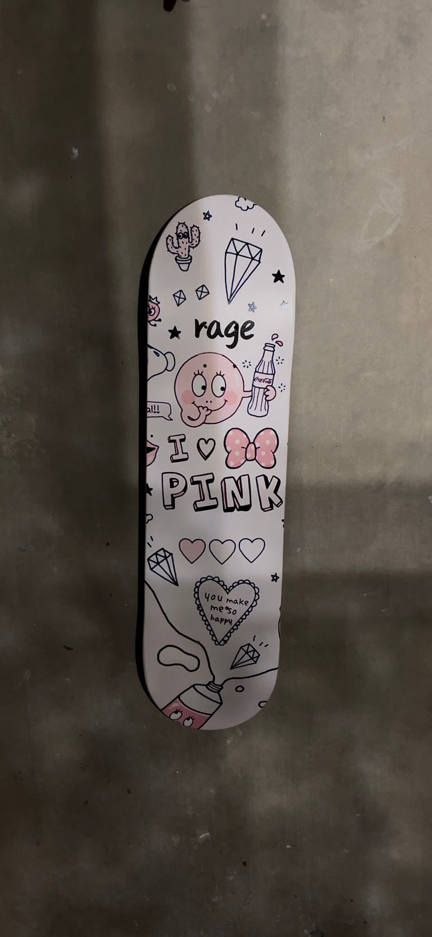 I Love Pink Skate Deck