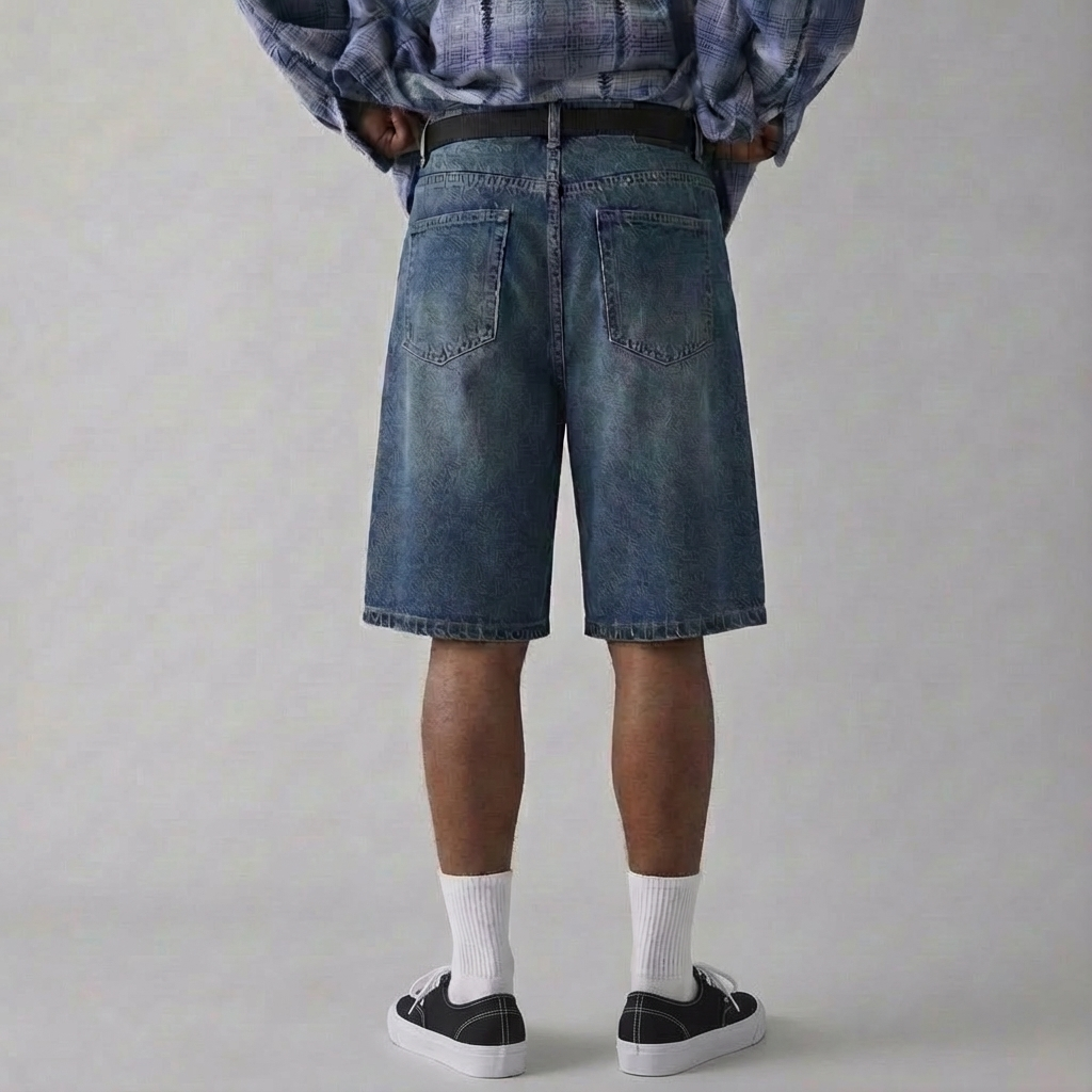 Skater Buckle Jean Shorts