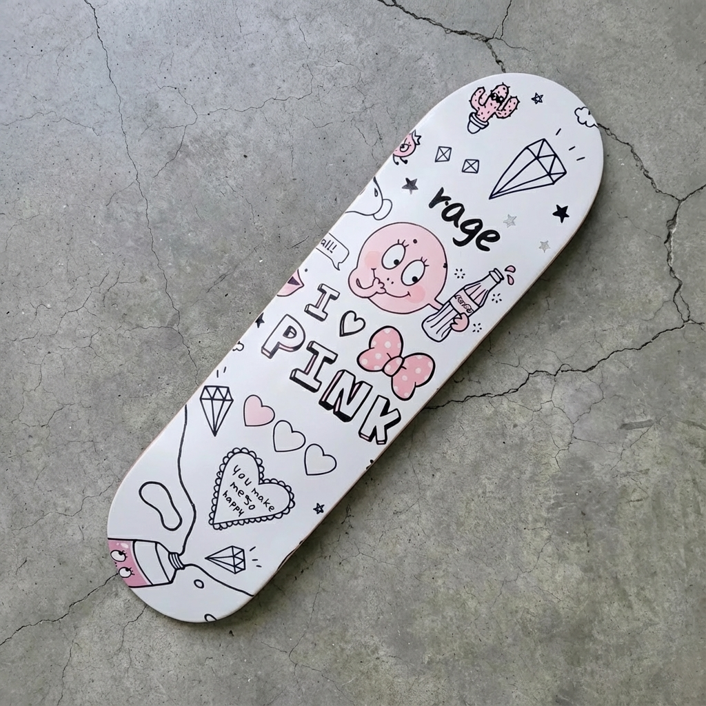 I Love Pink Skate Deck