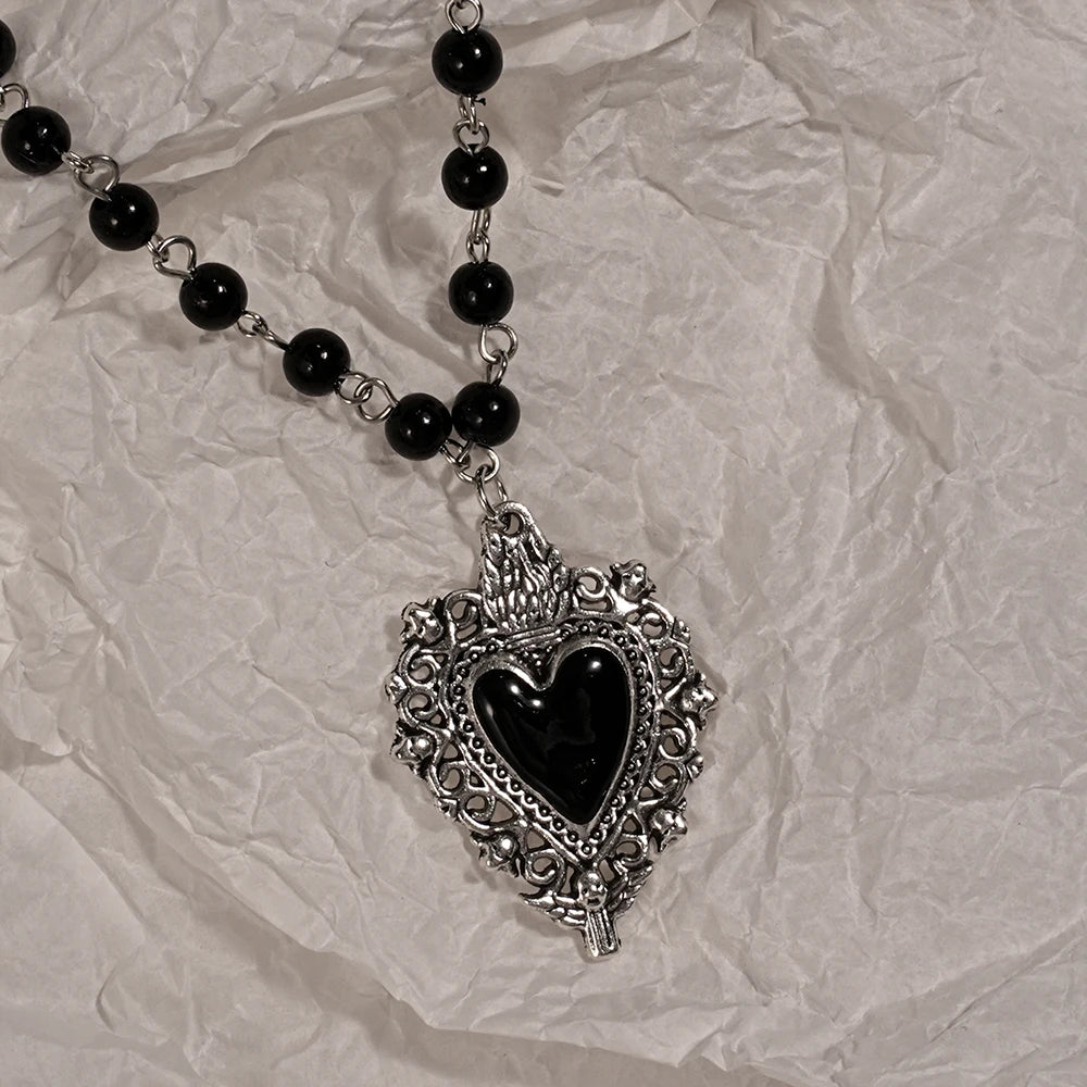 Heart Rosary Necklace